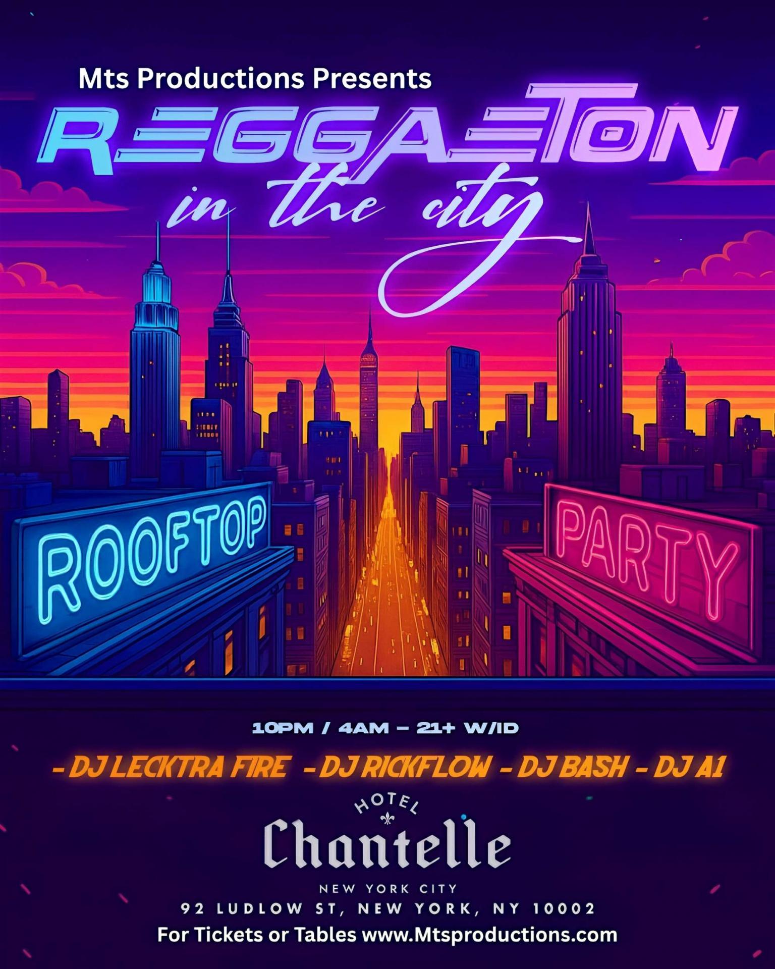 Reggaeton In The City – NYC Latin Rooftop Party at Hotel Chantelle