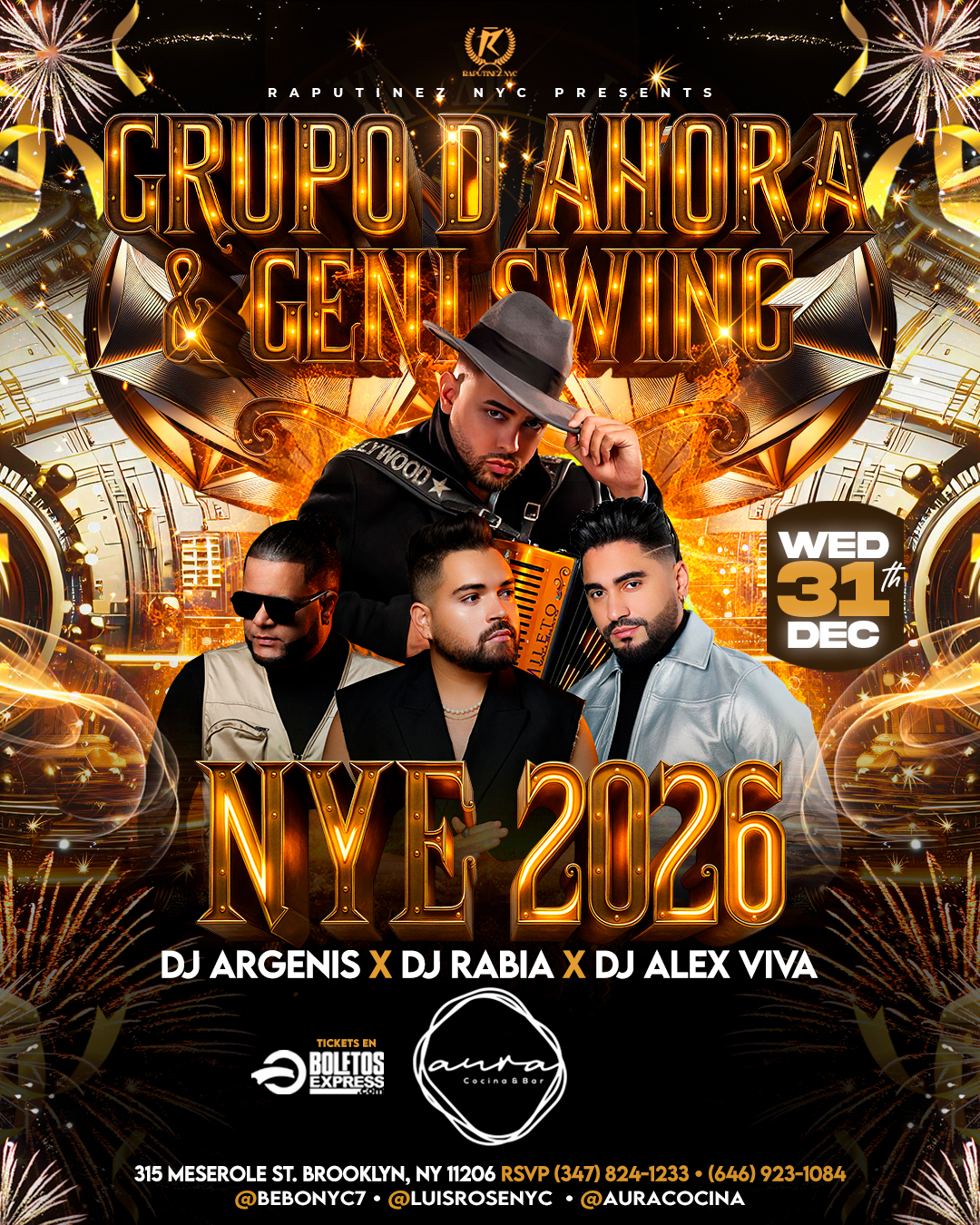 Buy tickets for EL GRUPO D AHORA & GENI SWING – NEW YEAR’S PARTY EL GRUPO D AHORA & GENI SWING – NEW YEAR’S PARTY