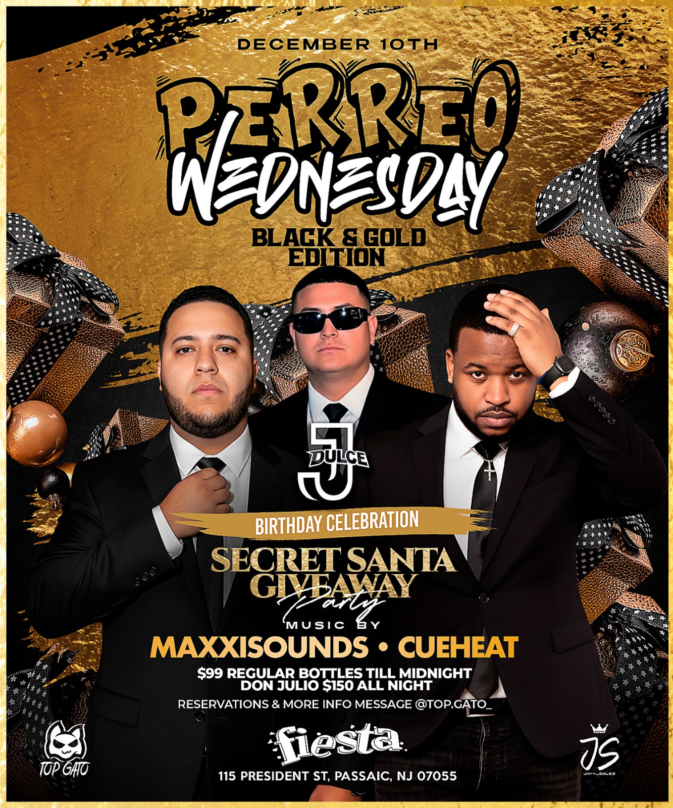 Buy tickets for PERREO WEDNESDEY BLACK & GOLD EDITION - SECRET SANTA GIVEAWAY PARTY J DULCE BIRTHDAY CELEBRATION PERREO WEDNESDEY BLACK & GOLD EDITION - SECRET SANTA GIVEAWAY PARTY J DULCE BIRTHDAY CELEBRATION