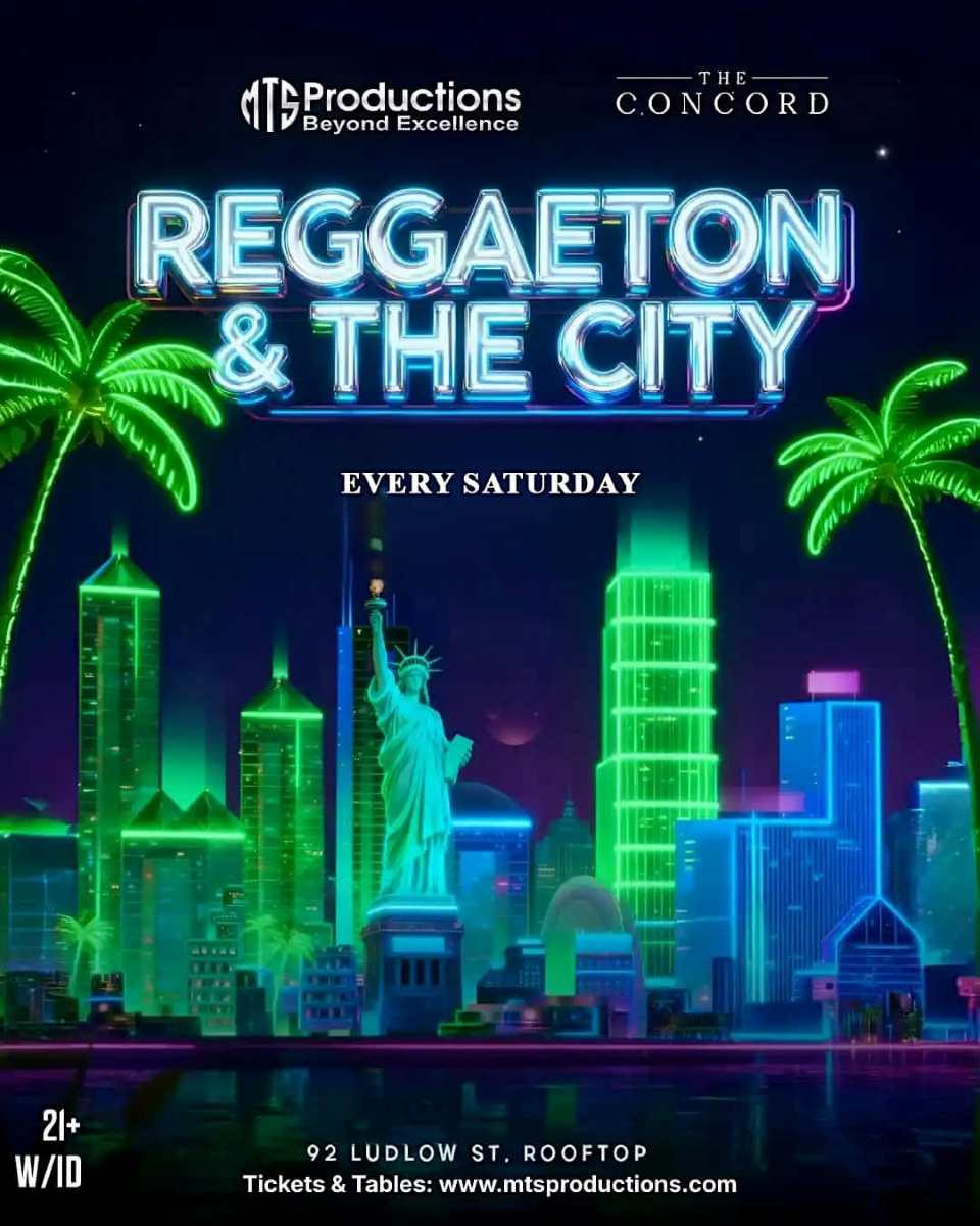 Buy tickets for Reggaeton & the City Rooftop Party Saturday at Concord NYC – March 28th Reggaeton & the City Rooftop Party Saturday at Concord NYC – March 28th