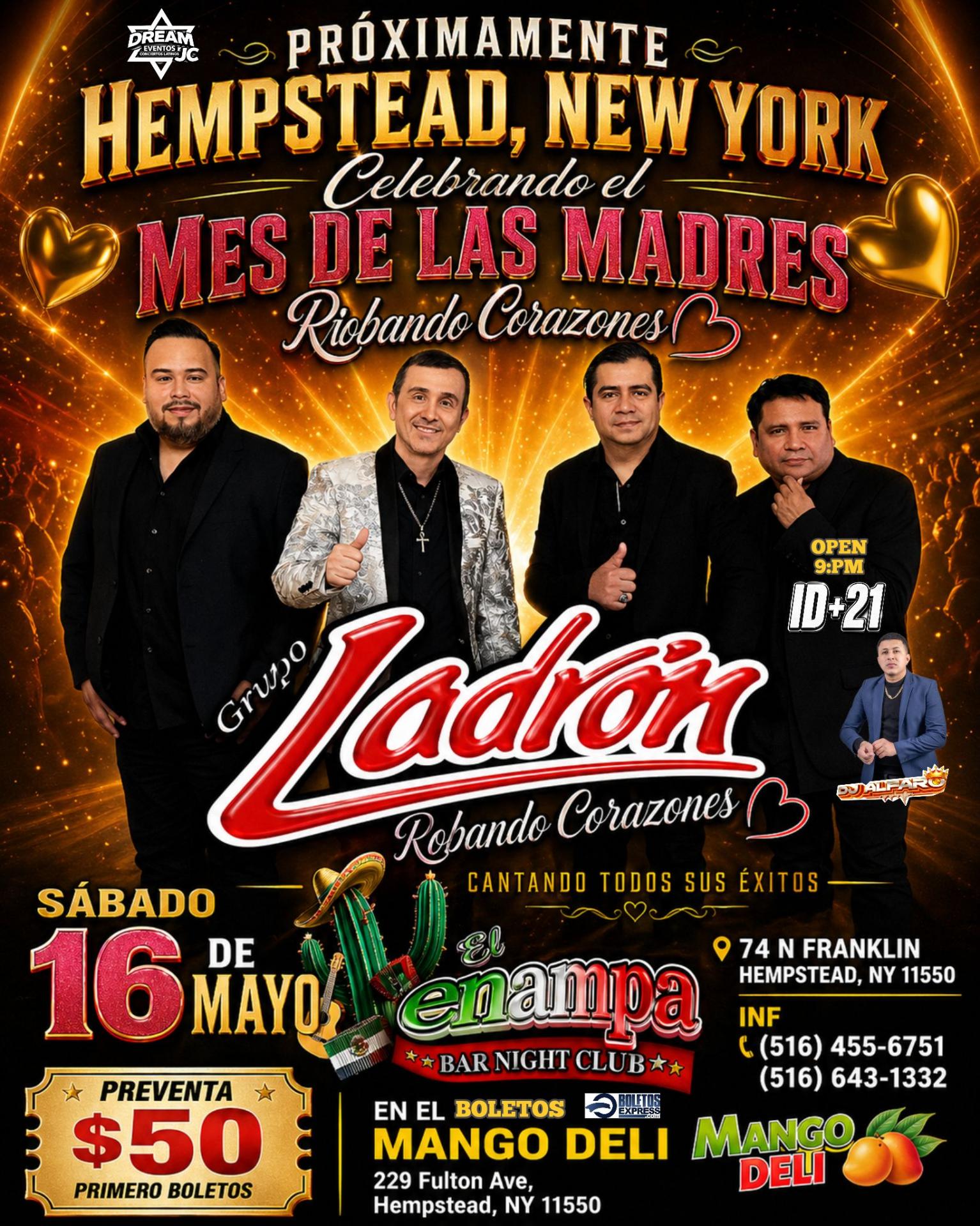 Hempstead NY, Grupo Ladron, celebrando mes de las madres en Hempstead, New York