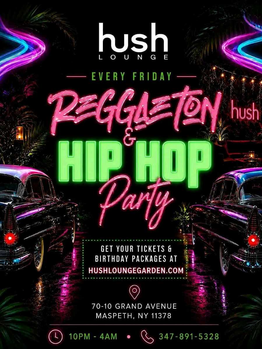 Reggaeton & Hip Hop Party NYC | Hush Lounge Garden Queens