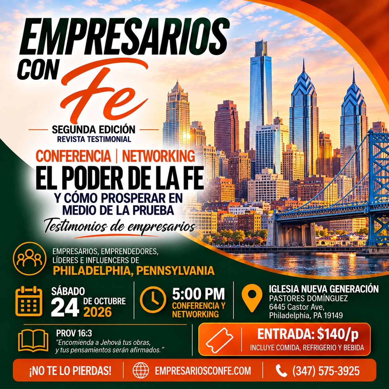 Buy tickets for LANZAMIENTO DE EMPRESARIOS CON FE | CONFERENCIA | NETWORKING LANZAMIENTO DE EMPRESARIOS CON FE | CONFERENCIA | NETWORKING