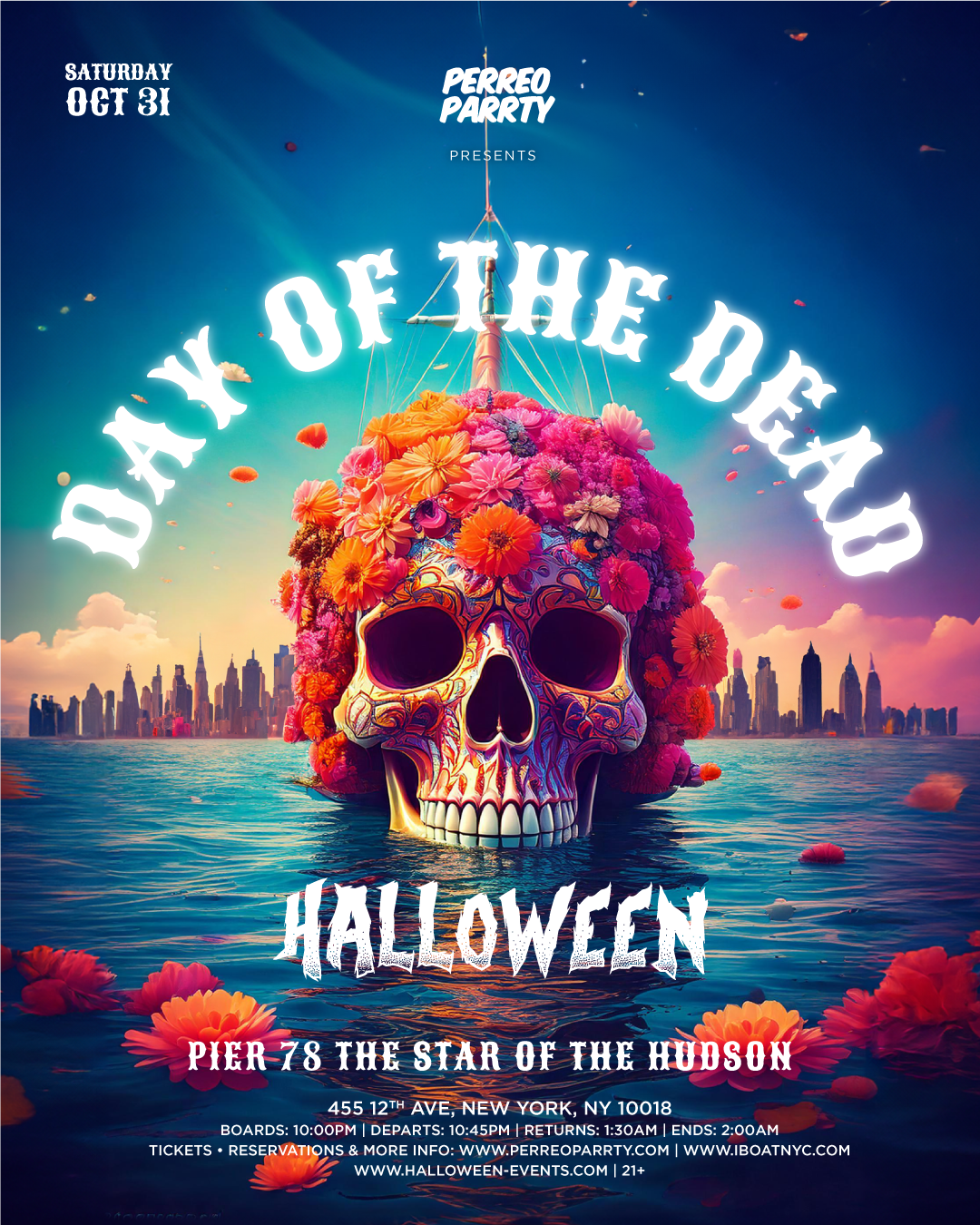 The Day of the Dead Halloween Latin & Reggaeton Boat Party NYC Yacht Cruise