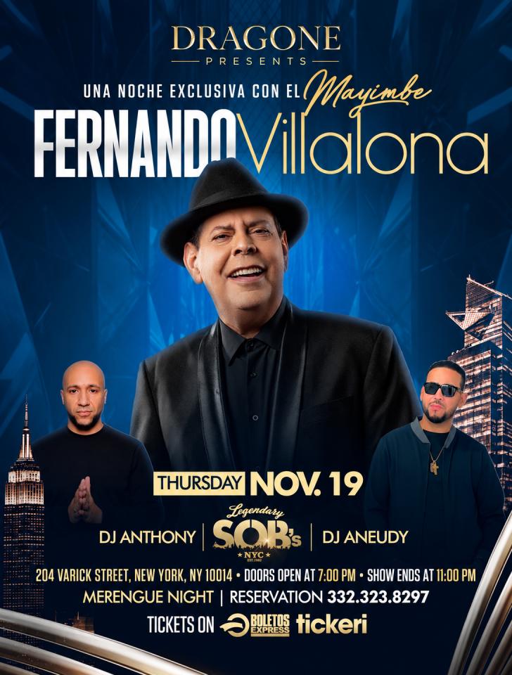 Buy tickets for Fernando Villalona at SOB's Fernando Villalona at SOB's